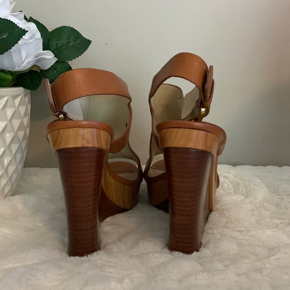 MICHAEL Kors Josephine Leather Peep Toe Wedges - Picture 12 of 13